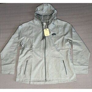 OURAY Men's Large Gray Hooded Light Zip Up Jacket Embroidered Buffalo Logo New